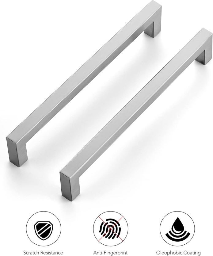 10 Pack Stainless Steel Kitchen Cabinet Handle 7.5 in Hole Center Brushed Nickel
