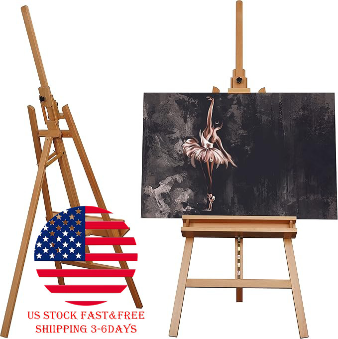 ARTIFY Large Solid Beechwood Painters Easel with Brush Holder for Adults