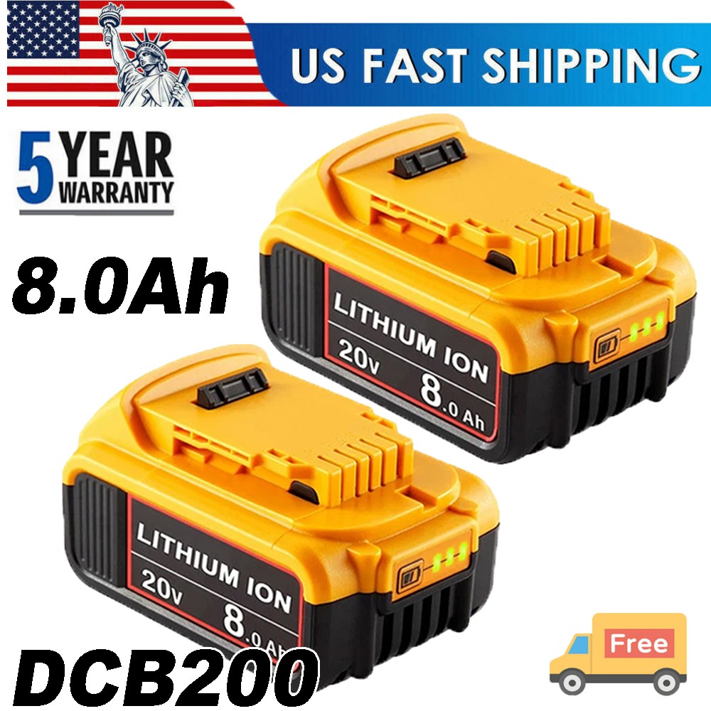 2PCS 8.0Ah for 20Volt Max XR Li-ion Battery -2 DCB205 DCB206 DCB181