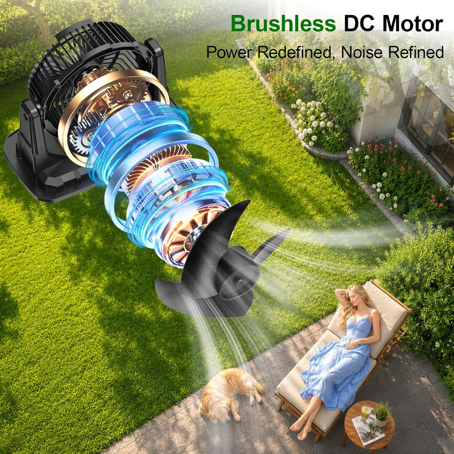 1.35 Gal Portable Misting Fan, Outdoor Fans for Patios, [Max 30H] Rechargeable