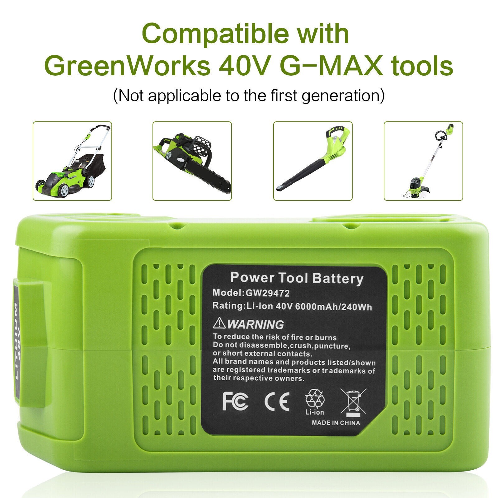 40V 6.0Ah Battery / Rapid Charger For Greenworks 40 Volt Lithium 29482 29252 New