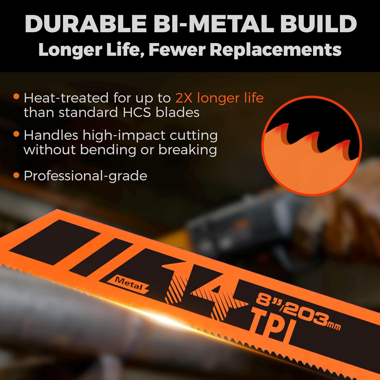 10-Piece Reciprocating Saw Blades Set with Storage Case, 6″ 8″ & 9″ Wood & Metal