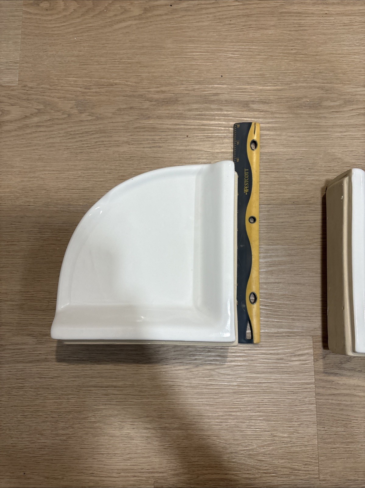 Bright White Ceramic Corner Shower Shelf Ledge 8.5 in Mexico