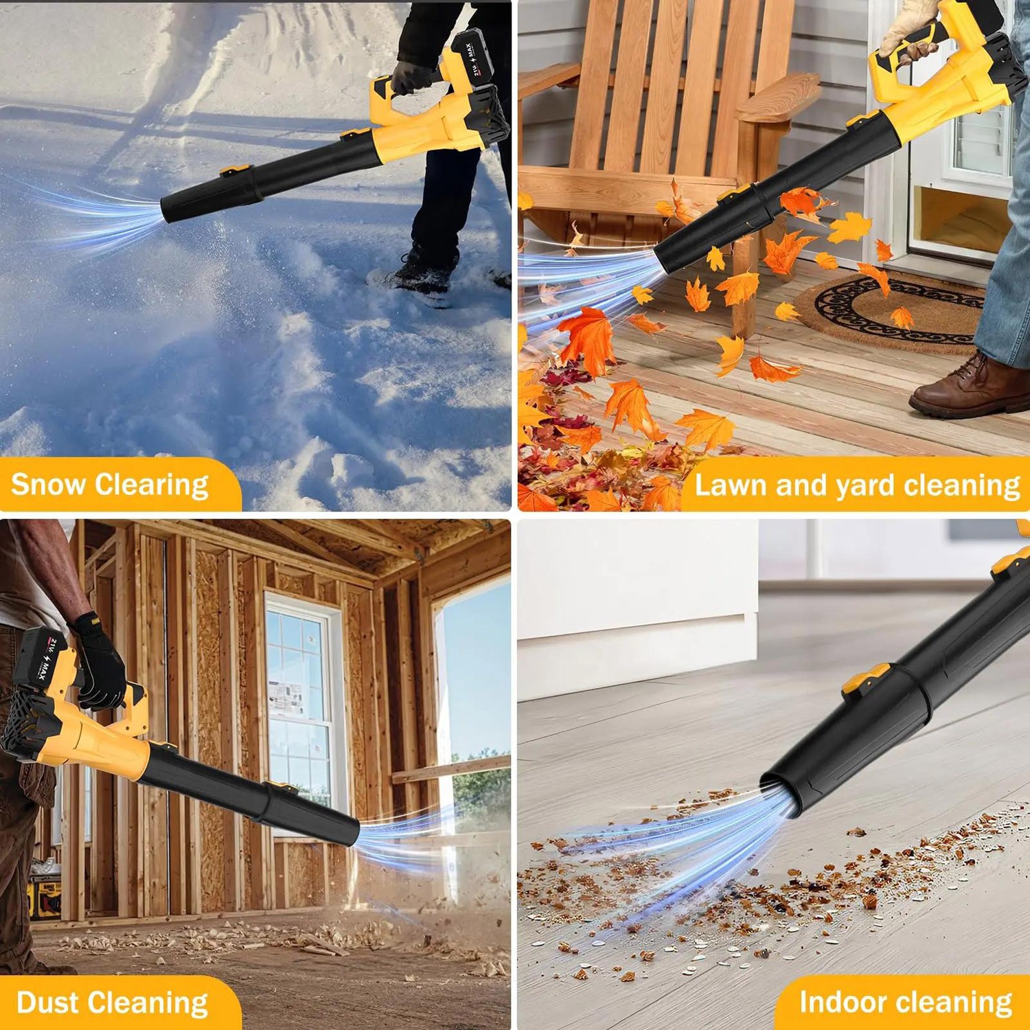 Cordless Leaf Blower 650CFM 280MPH 6 Speed Electric Lawn Blower w/ 2 Batteries