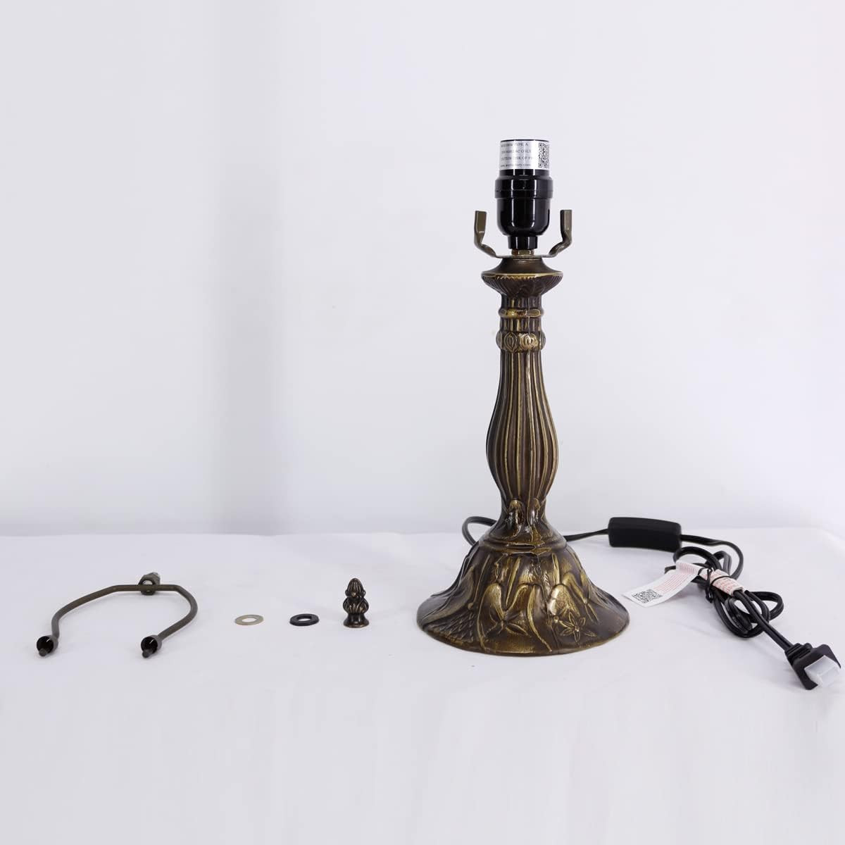 Elegant Dark Bronze Tiffany Table Lamp Base, 18″ Height, Fits 8-12″ Shades