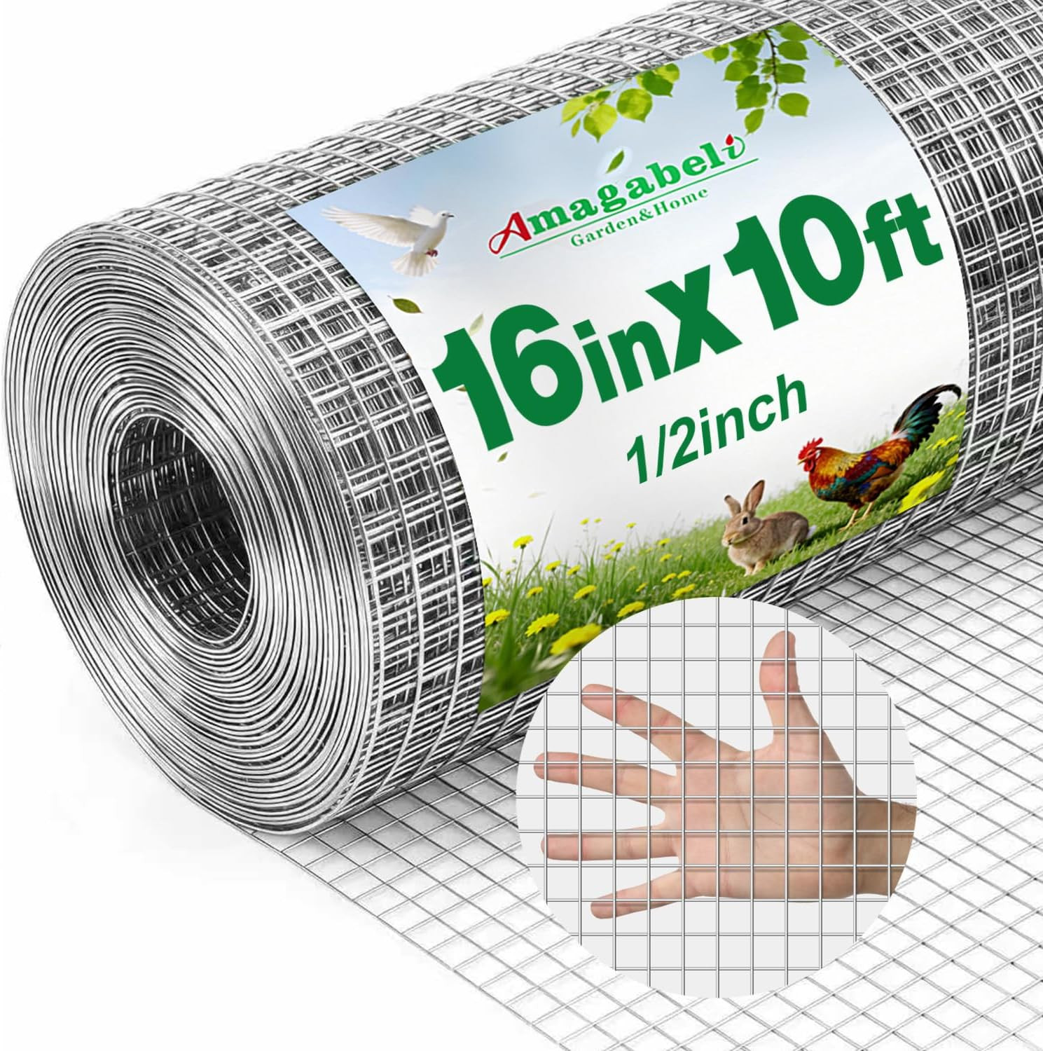 Amagabeli Galvanized Hardware Cloth 1/4 Inch 48 X 100Ft 23 Gauge Chicken Wire Fe