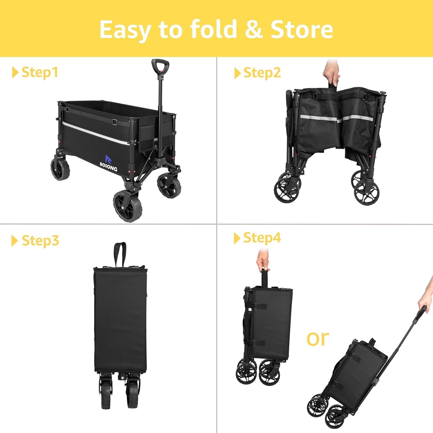 Compact Heavy-Duty Foldable Wagon with Ergonomic Handle – Perfect for Outdoors
