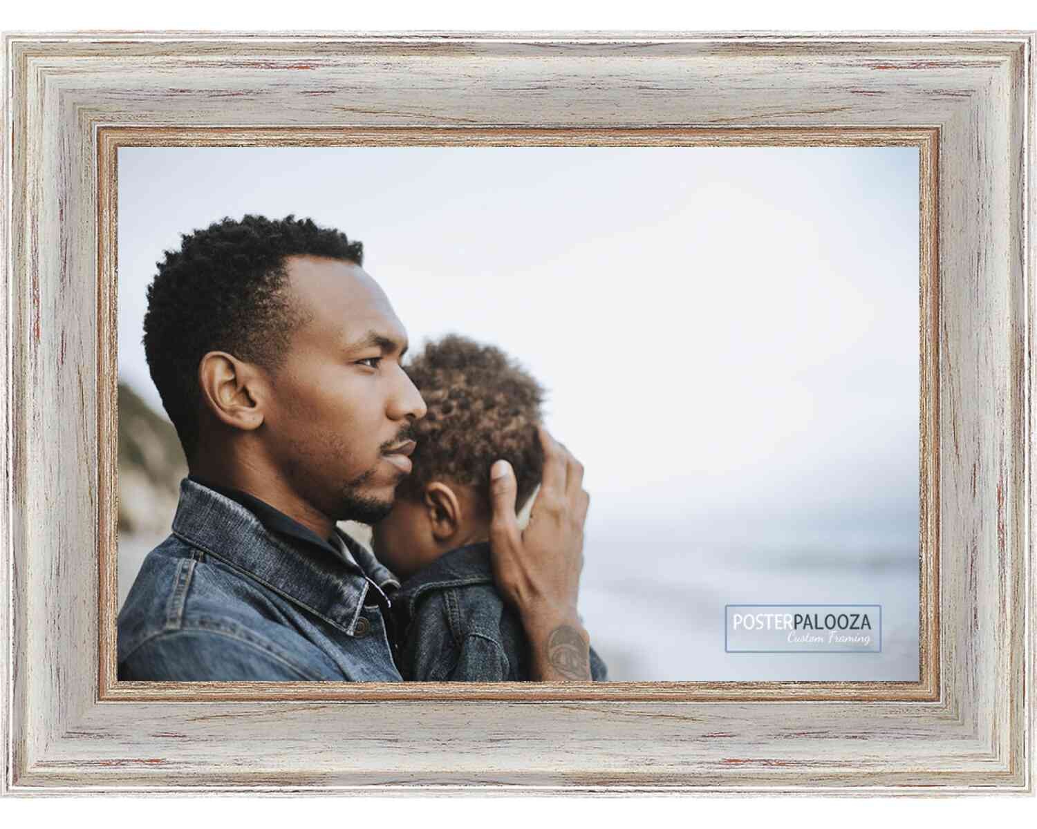 Weathered White Picture Frame – UV Acrylic,Backing, Hanging Hardware