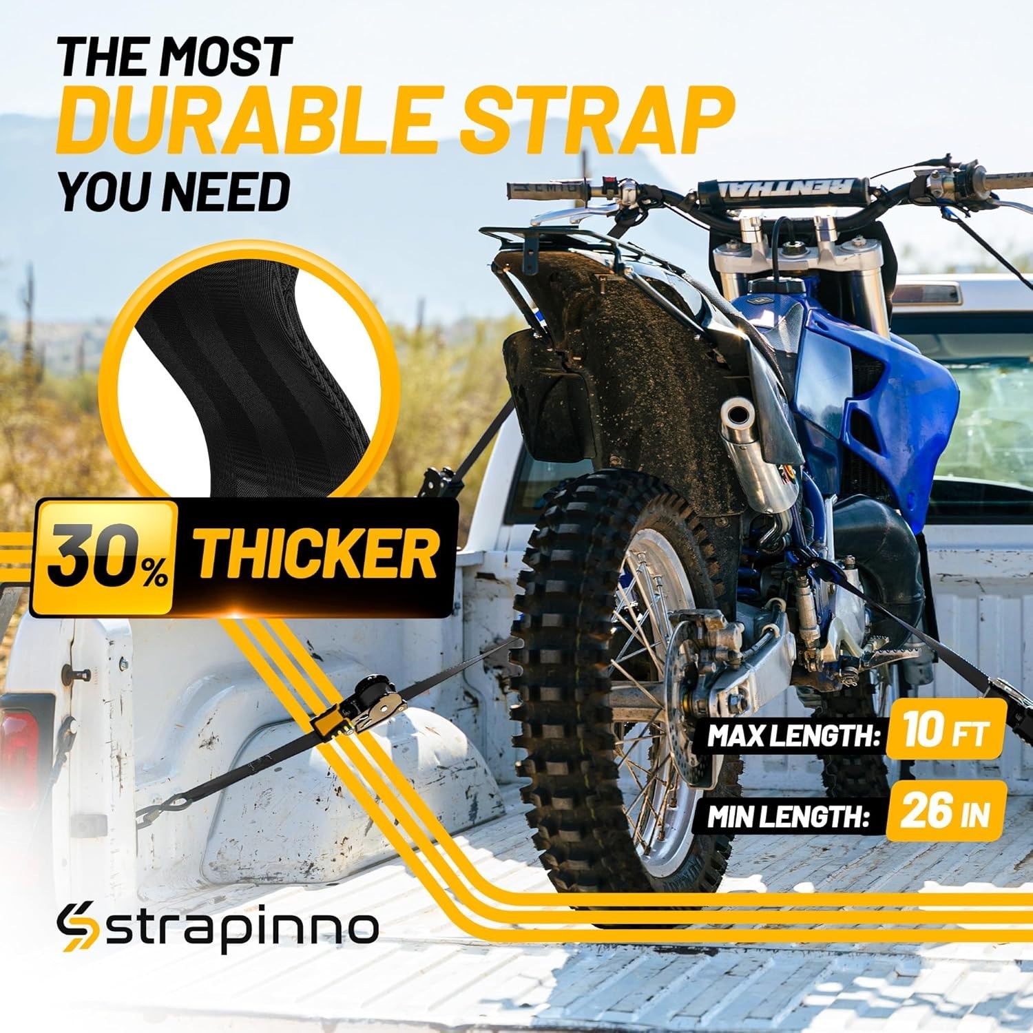1 in x 10 ft Retractable Ratchet Straps with 1,500LBS Strength for All Vehicles