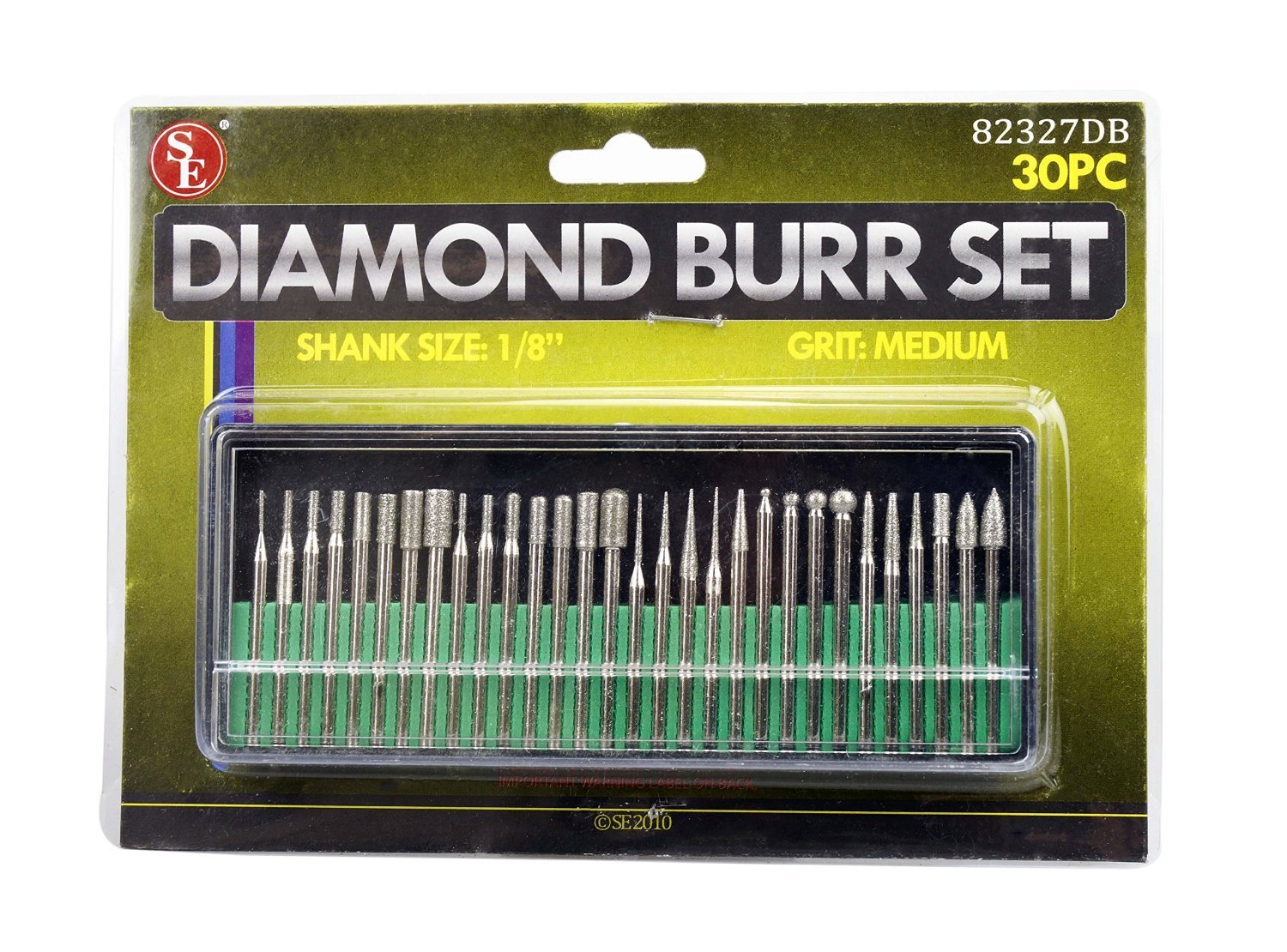 SE 30 Piece Diamond Burr Set Assorted Medium Grit 1/8 Shank 82327DB