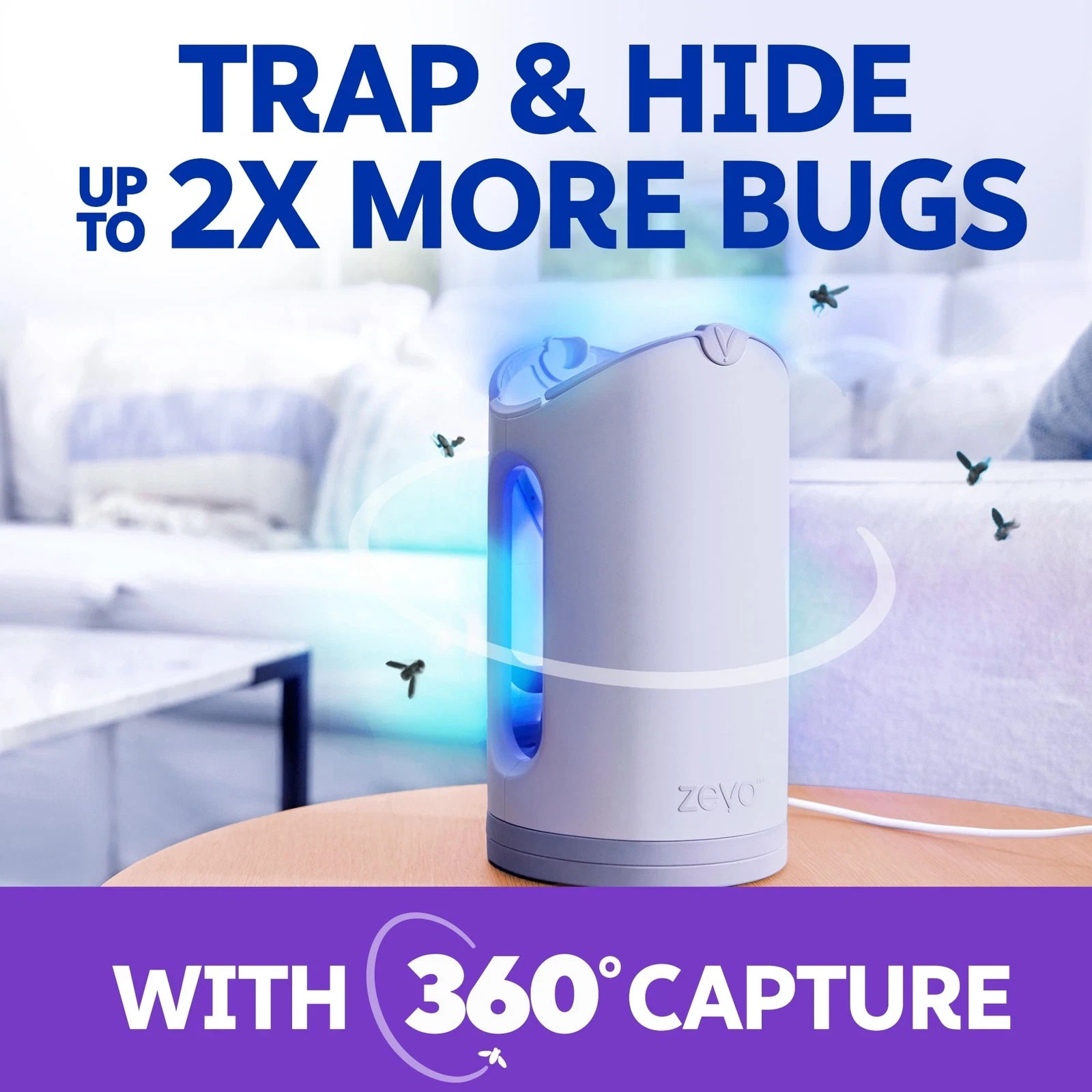 Zevo Max Indoor Flying Insect Trap Plug-In Device with 2 Cartridges-freeshipping