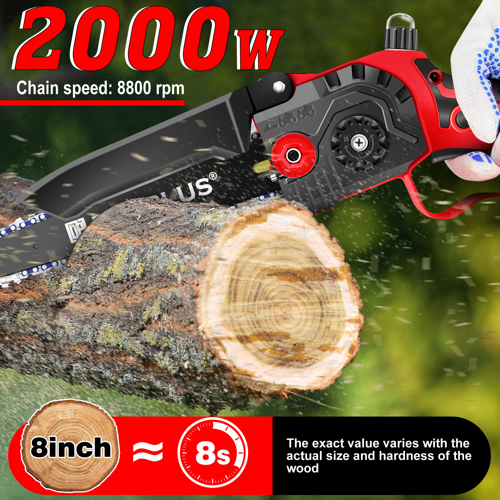 8 inch 21V Mini Chainsaw/Cordless Lightweight One-hand Electric 2Saw Battery