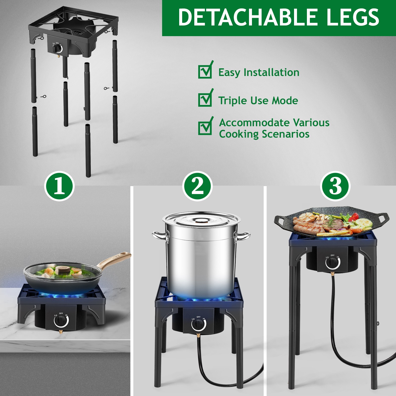 Portable Outdoor Propane 75,000-BTU Single Burner Camping Stove Party BBQ Grill