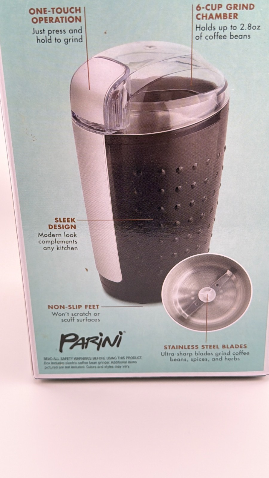 Parini Essentials Collection Electric Coffee Bean Grinder – Stainless Steel Blad