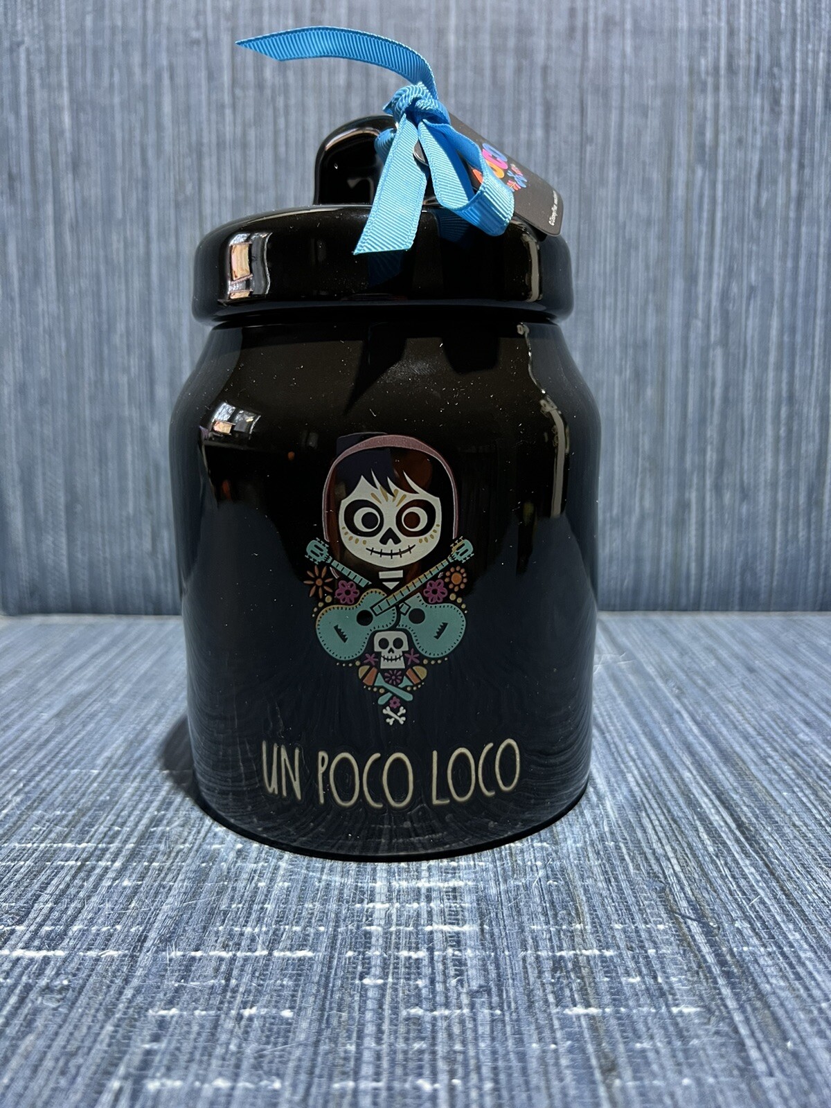 Rae Dunn Disney Pixar Coco Miguel “UN POCO LOCO” Baby Canister Black Brand New