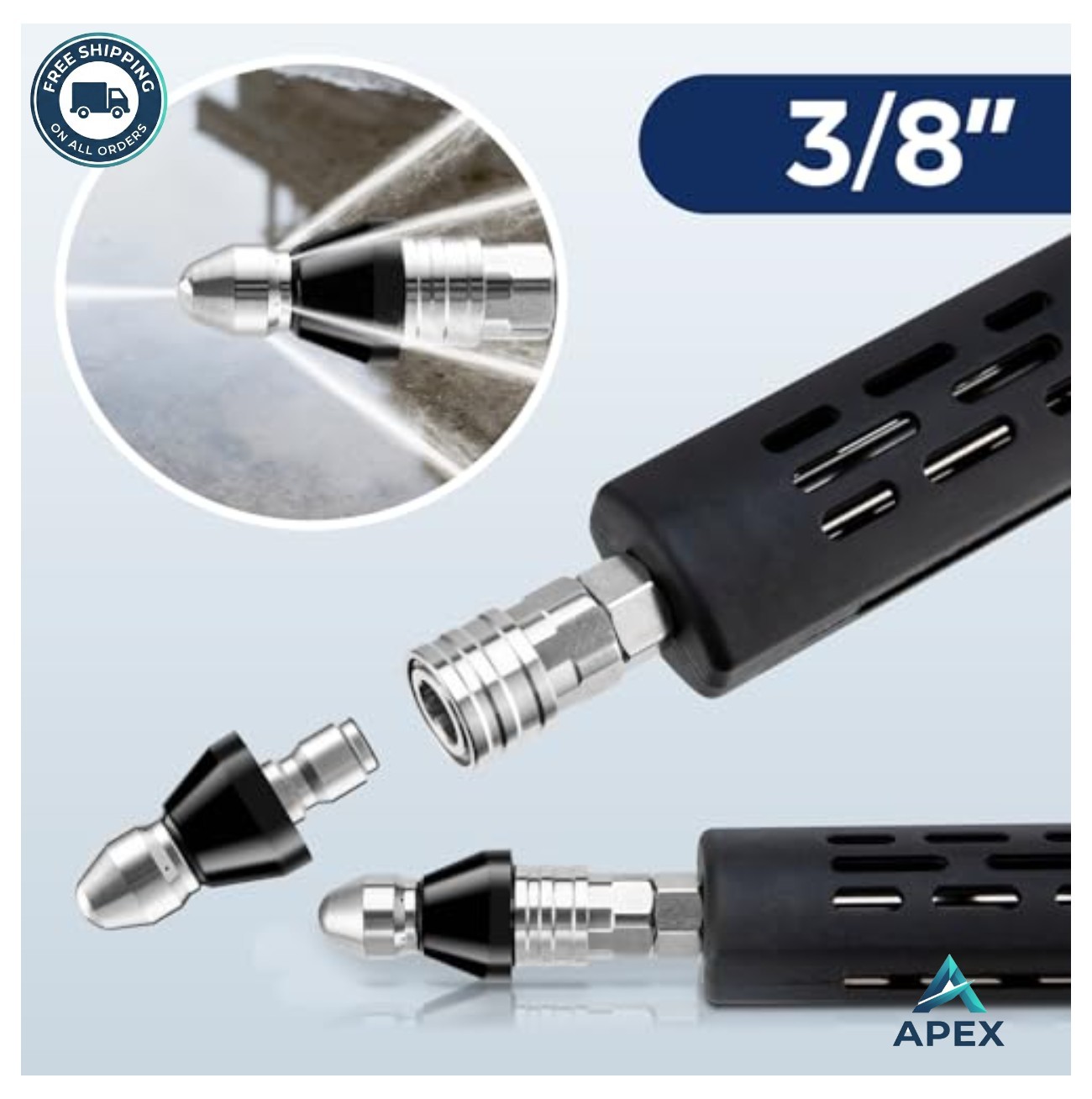 Pressure Washer Sewer Jetter Nozzle 5000 PSI Stainless Steel 3/8 Inch Quick