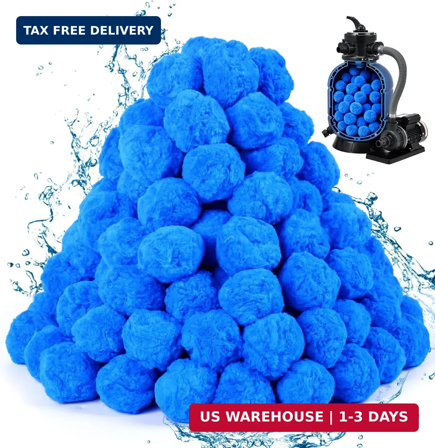3.5 Lbs Pool Filter Balls for Sand Pump, Reusable Blue Pool Filter Media Balls R