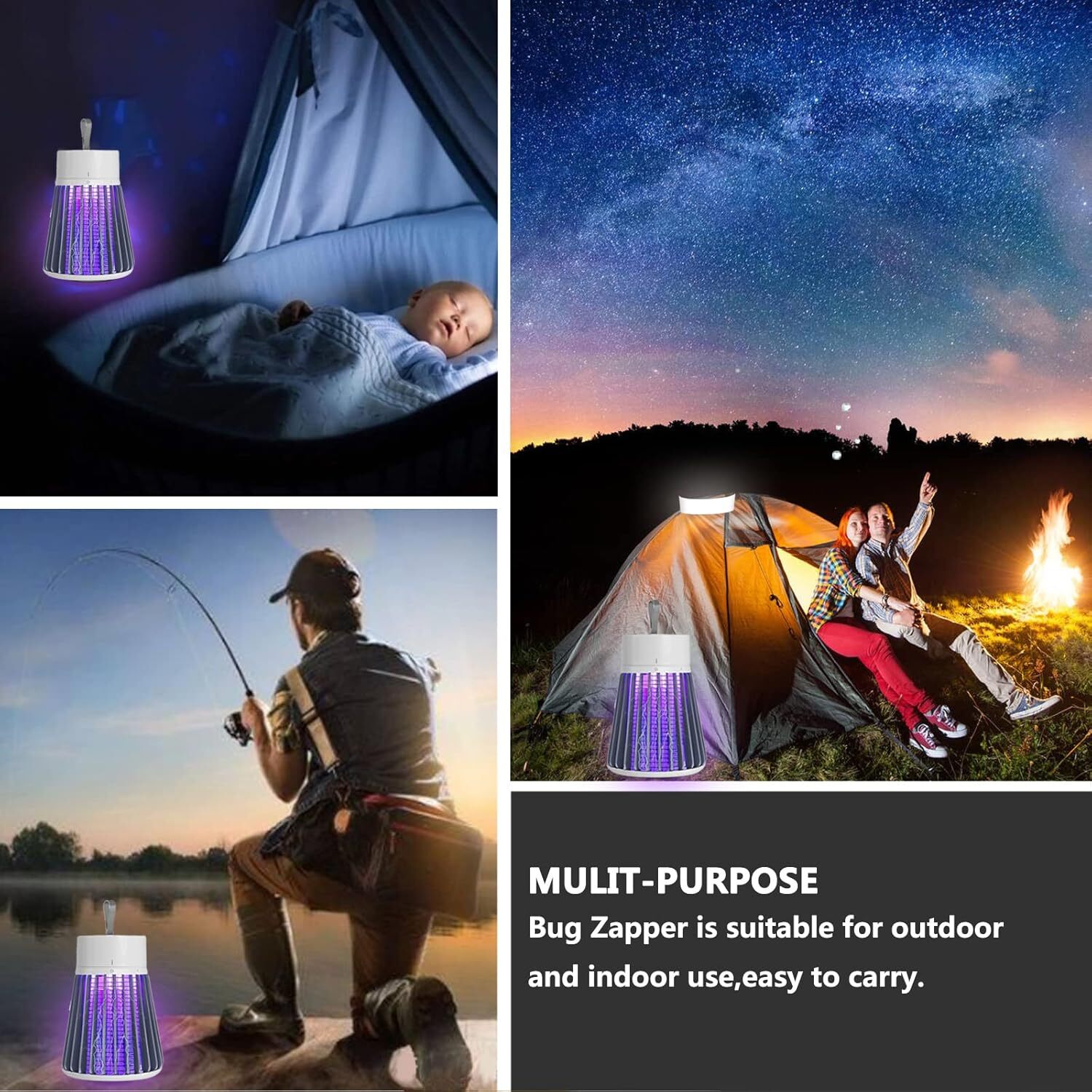 Electric Mosquito Insect Killer LED Light Fly Bug Zapper Trap Pest Control Lamp