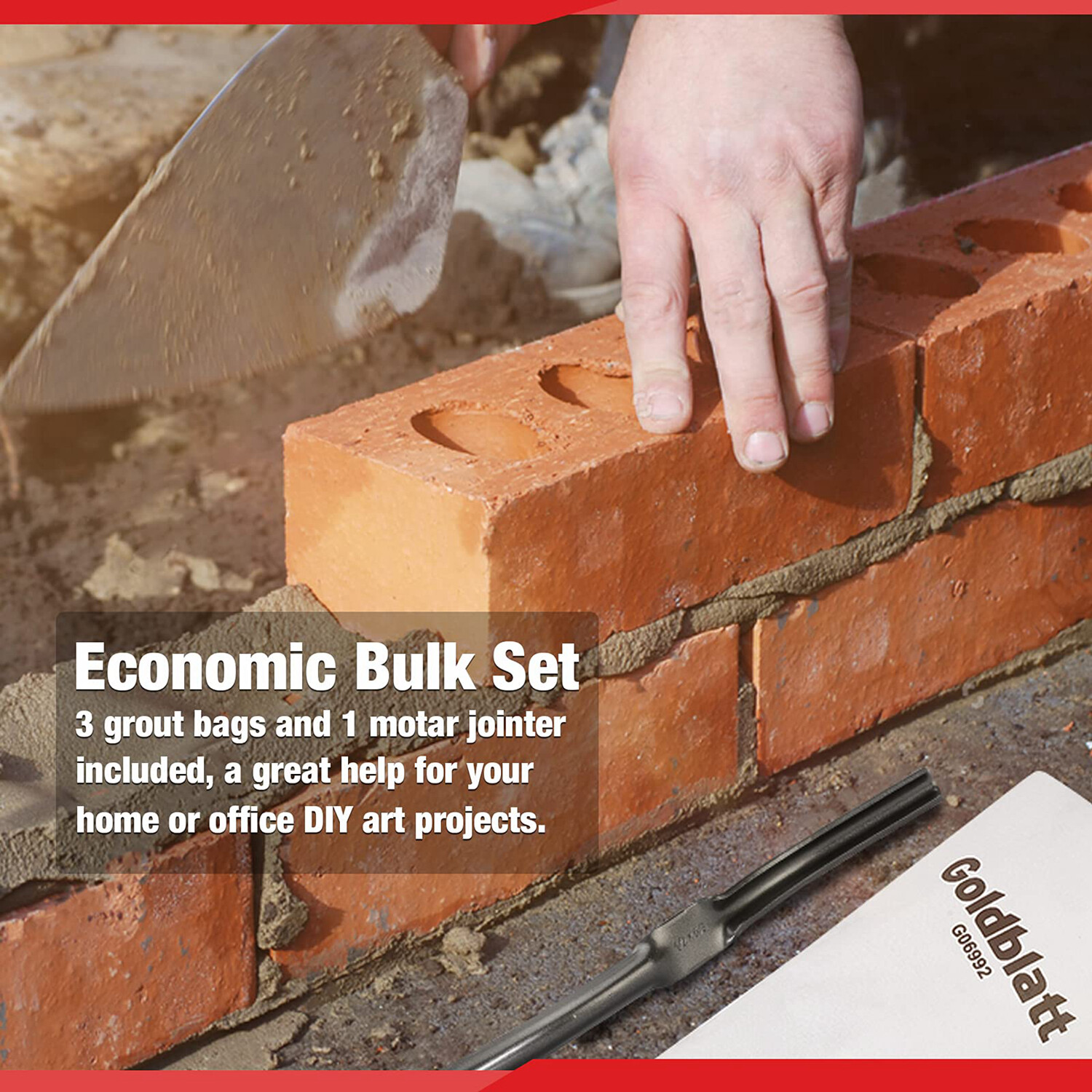 Goldblatt 4PC Tile Grout Masonry Mortar Bag Set 3PC Grout Bags 1PC Brick Jointer