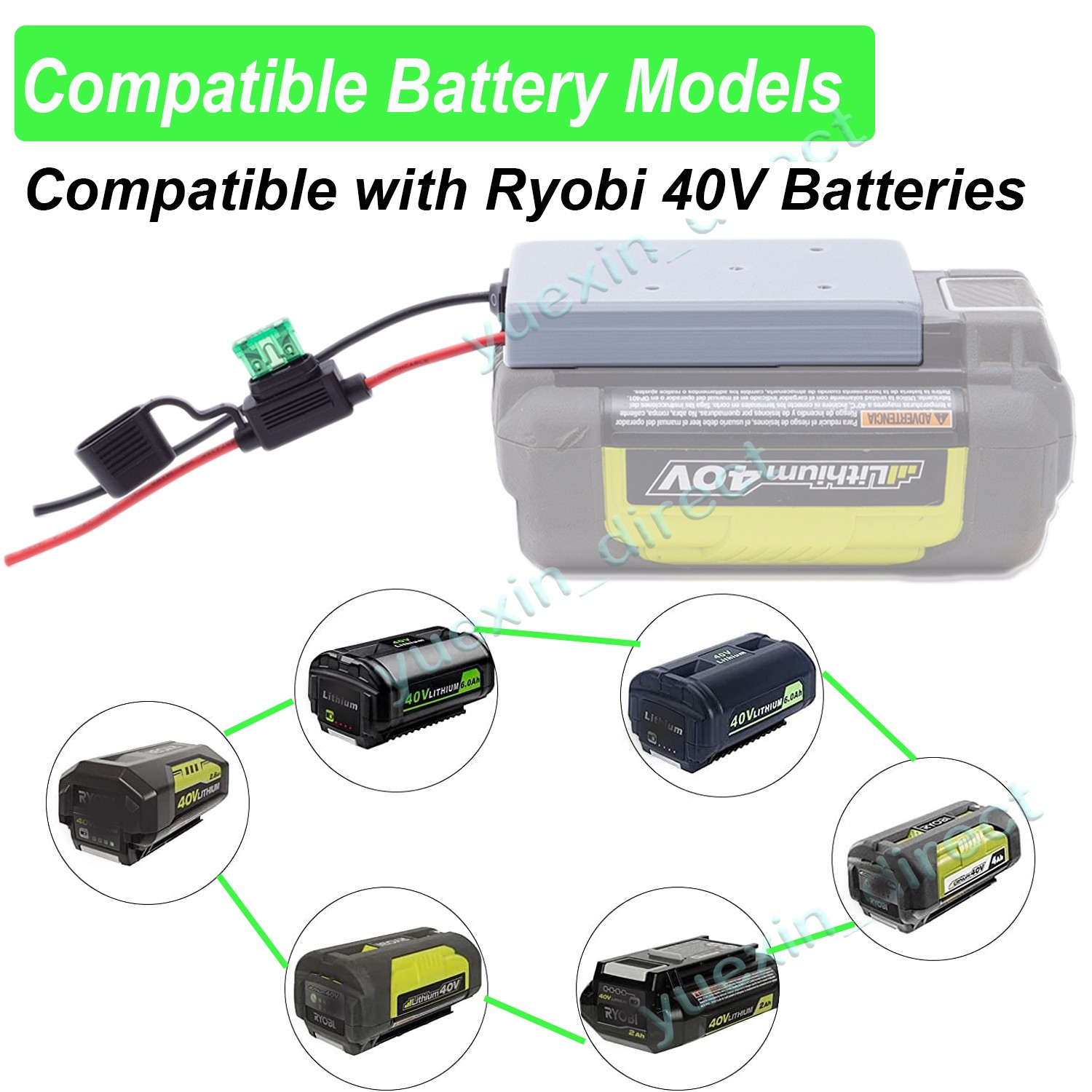 Power Wheels Adapter for Ryobi 40V Battery Dock Power Connector Wire Robotics