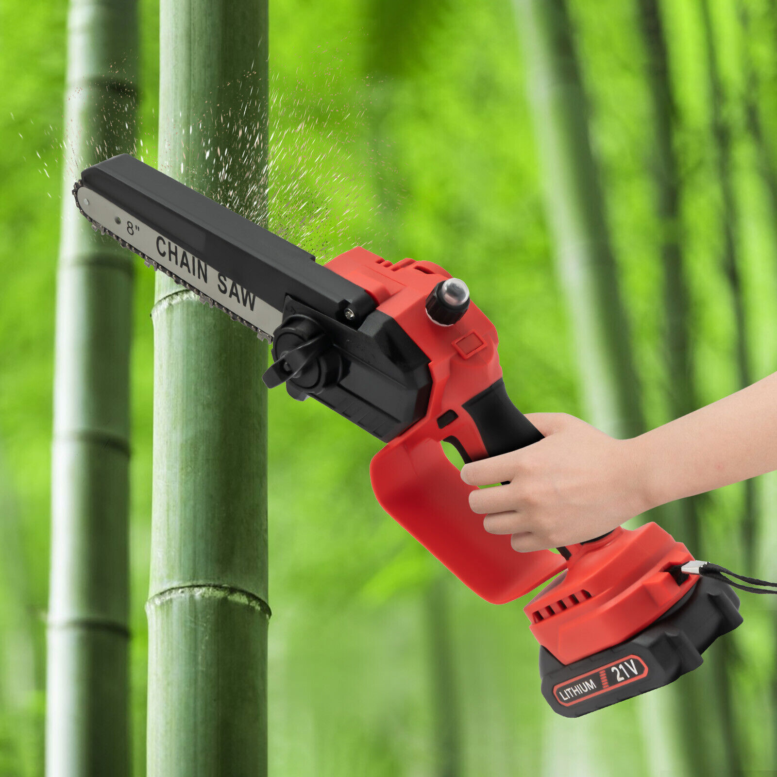 Mini Chainsaw Cordless 8 8 Inch Electric Chain Saw 800W With 2 Battery Power US