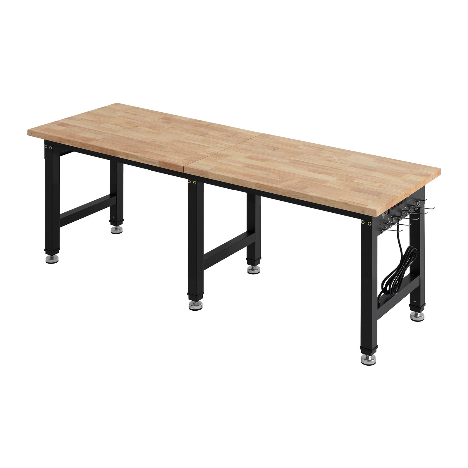 Uimoso Adjustable Workbench with Oak Wood Top and Built-in Power Outlets,72x24in