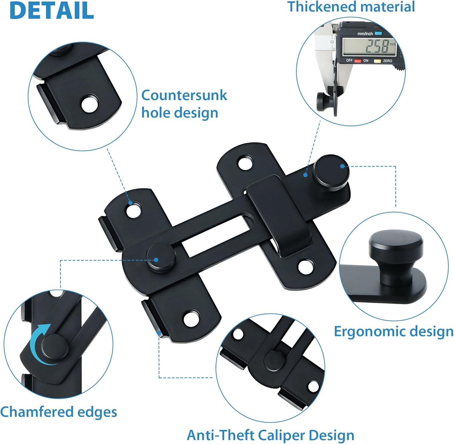 2PCS Heavy Duty Barn Door Lock 180°Flip Sliding Latch Lock Stainless Steel Matte