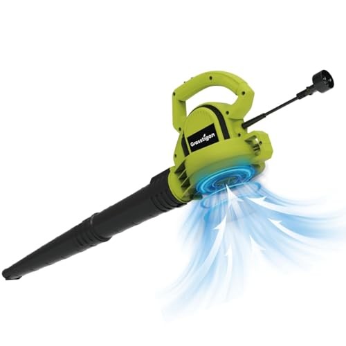 Electric Leaf Blower Corded, 7-Amp, 390CFM/ 210MPH, 2 Speed Modes, Green
