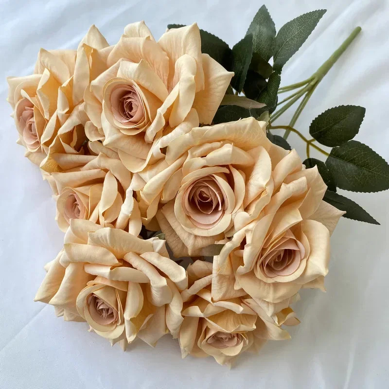 41CM 7 Forks Silk Screen Diamond Rose Artificial Flower Wedding Living Room