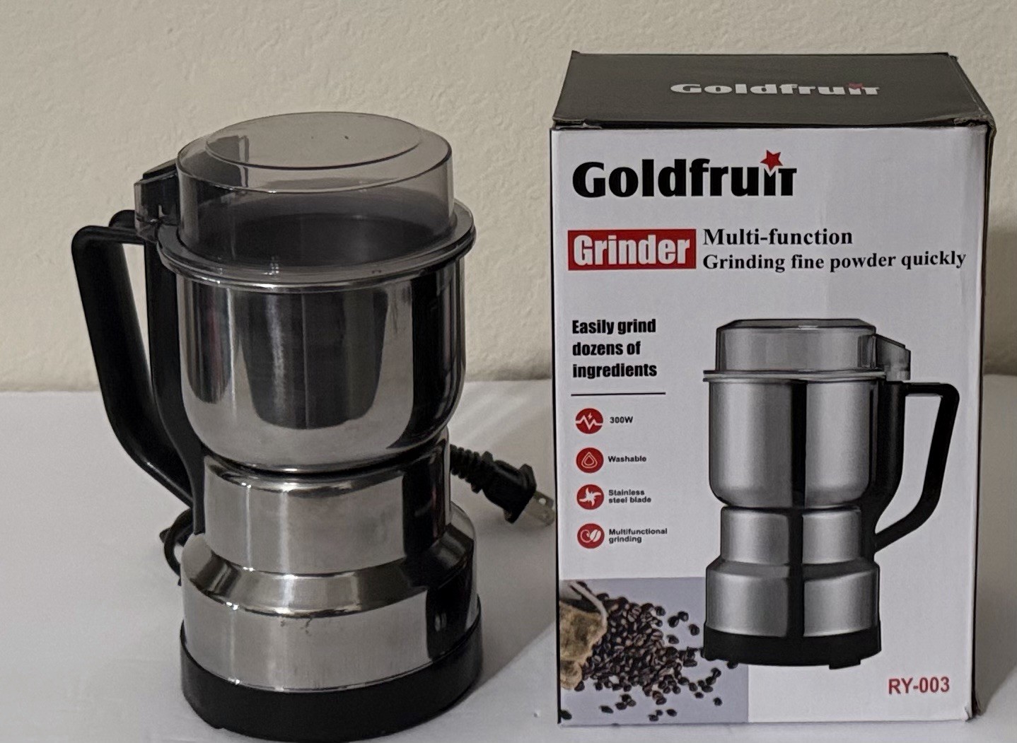 Electric Coffee Bean Grinder Nut Seed Grind Spice Crusher Mill Blender W/Handle