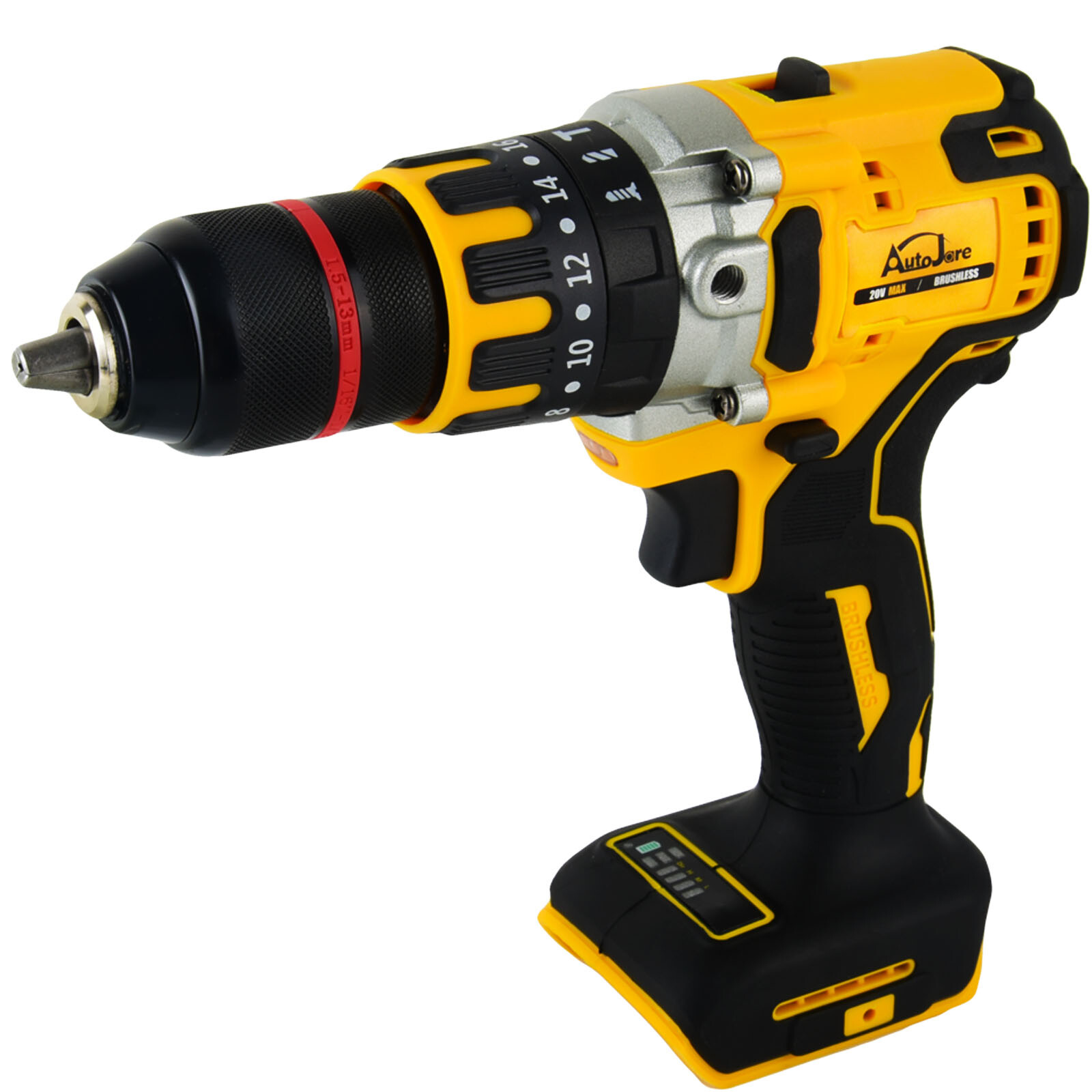 1/2″ Cordless Drill Driver for Dewalt 20V Battery, Brushless Compact Drill Tool