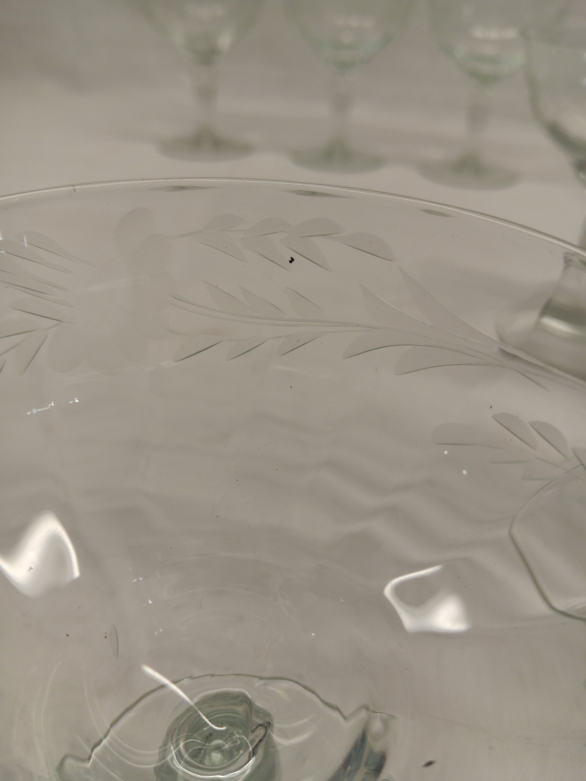 Tiffin 11pc Crystal Optic Paneled Glass Etched Cordial Champagne Glasses