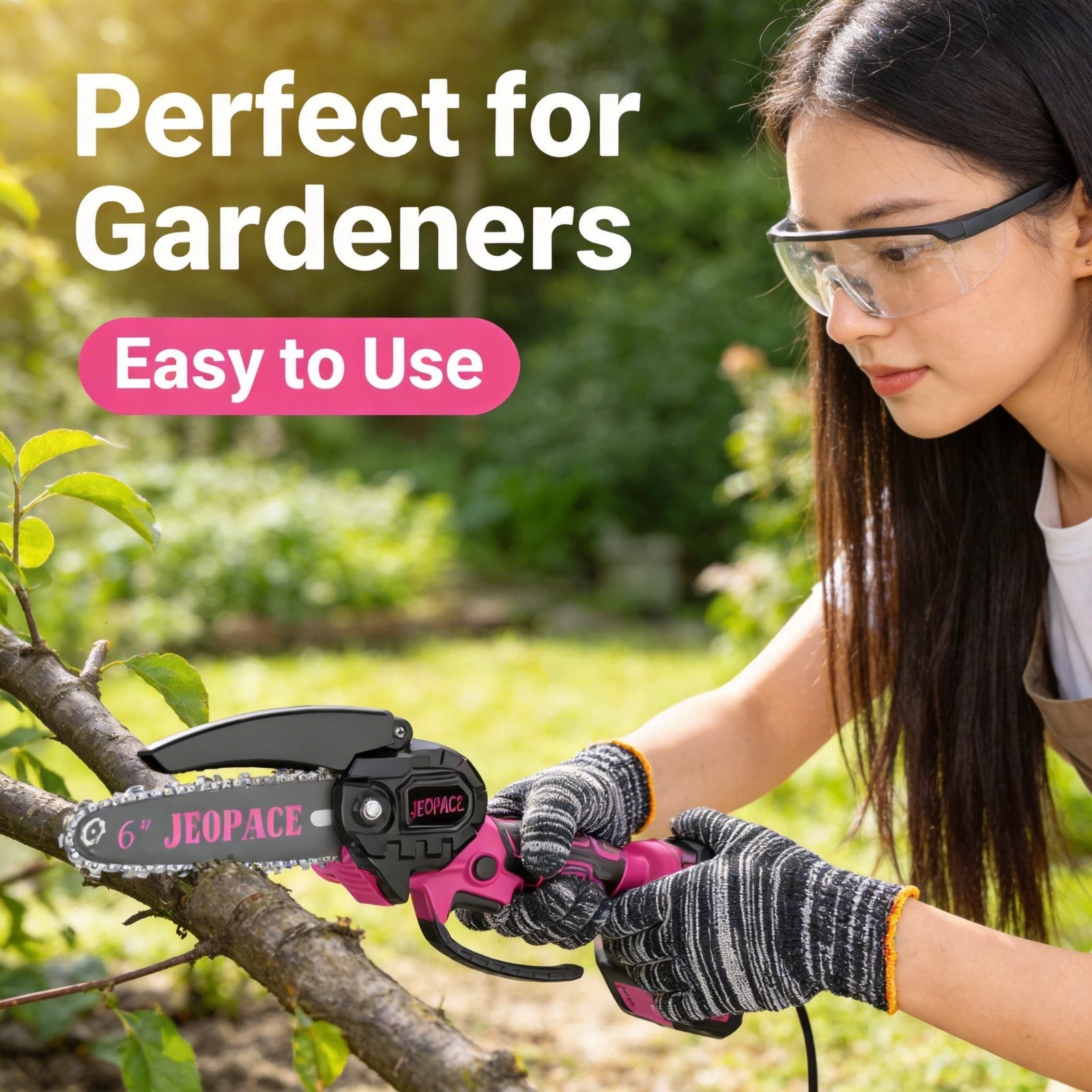 Mini Chainsaw 6 Inch Portable Electric Chainsaw Cordless with 2 Chain, 2 Battery