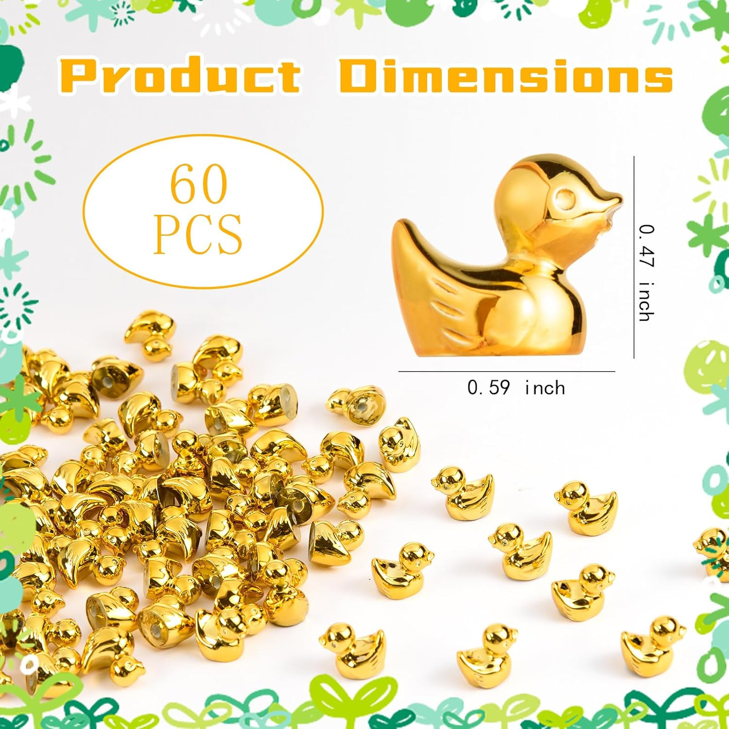 60 Pcs Shiny Mini Duck Figurines Metallic Color Tiny Duck Figures to Hide and Se