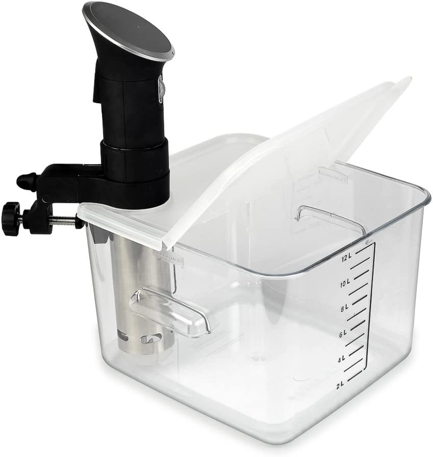 Sous Vide Container 12 Quart Collapsible Hinged Lid For Cooker Transparent