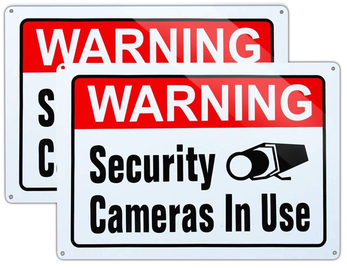 Large Video Surveillance Sign Security Cameras In Use 10×14 2 Pack UV Printed
