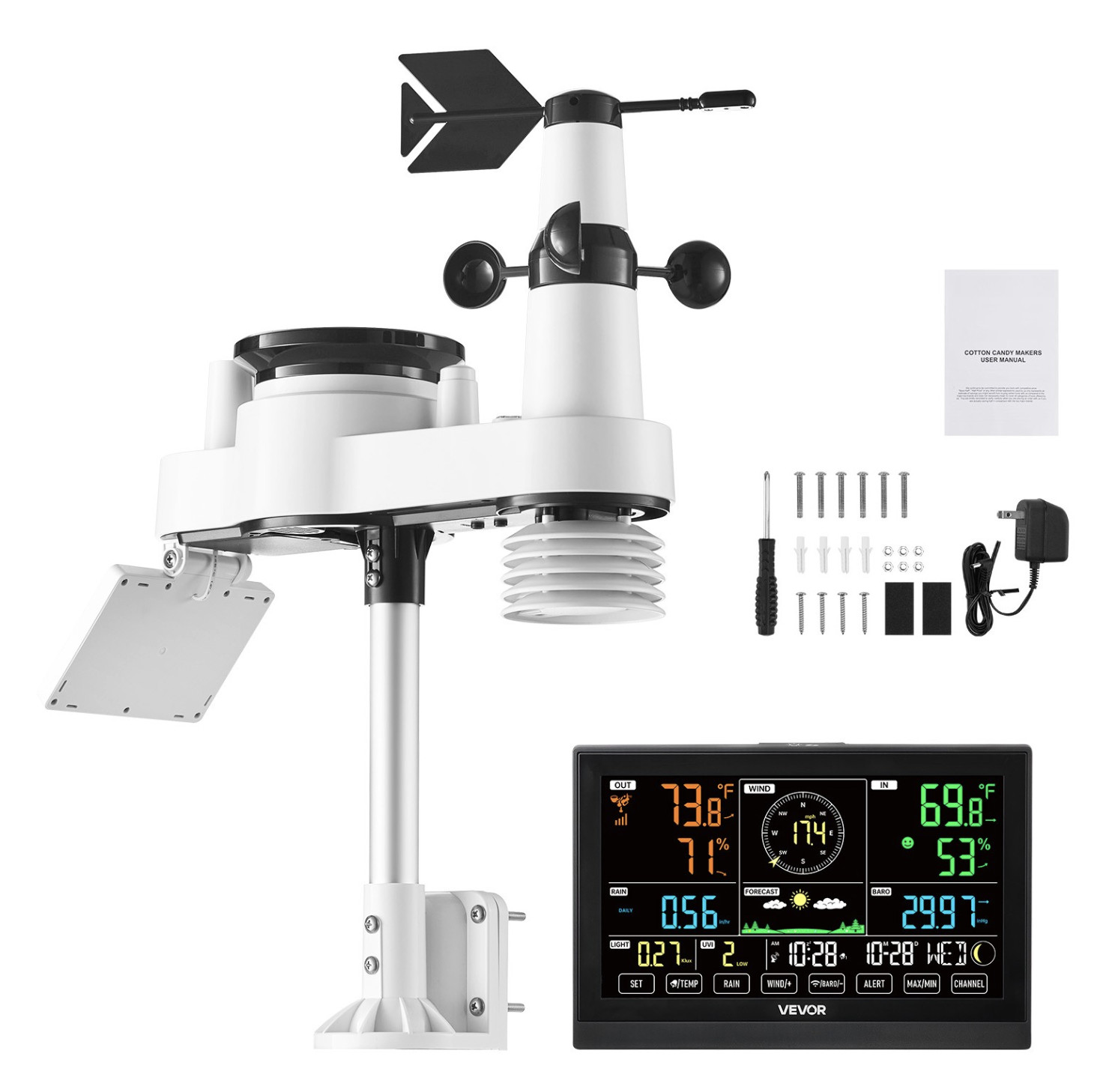 7-in-1 Wireless Weather Station 7.5” Display and In-Outdoor Sensor by Uimoso ~~