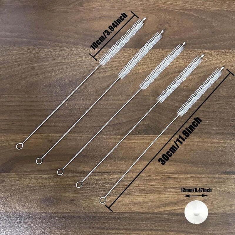5 Pcs Extra Long Straw Cleaner Brushes Stainless Steel Reusable Easy Clean Tubes