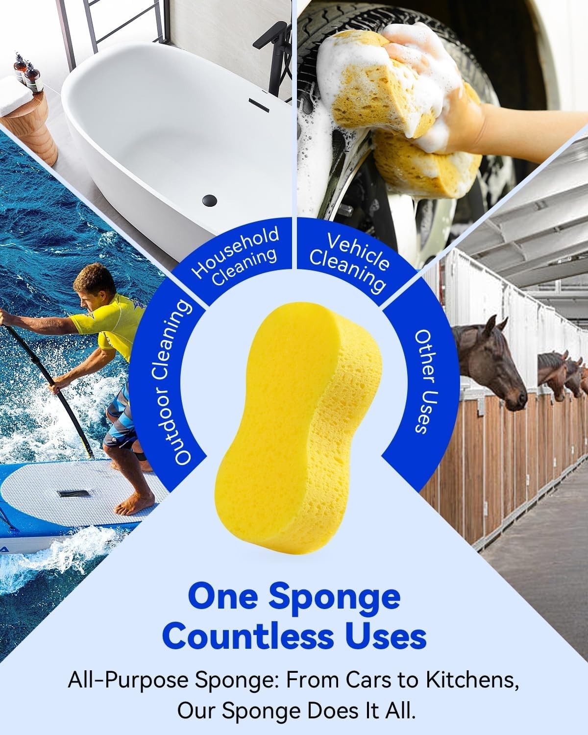 5-Pack Car Wash Sponges, 9.1″ X 4.3″ X 2.4″ Large Sponges, Extra Thick Foam Kit