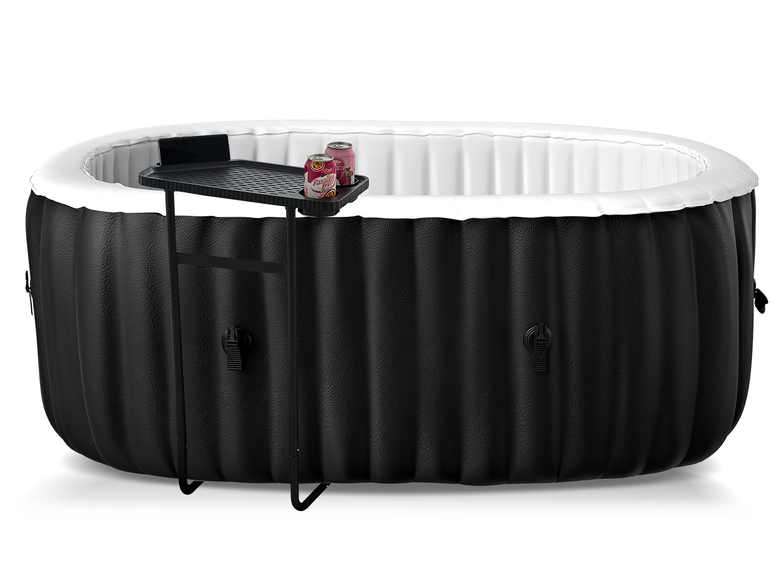 H&ZT 2 Person Inflatable Hot Tub w/Table Leak-Proof PVC Outdoor Spa 100 Air Jets