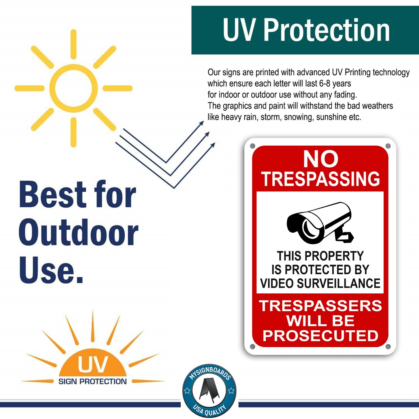 Property Protected By Video Surveillance Warning Security Camera Sign cctv 7×11″