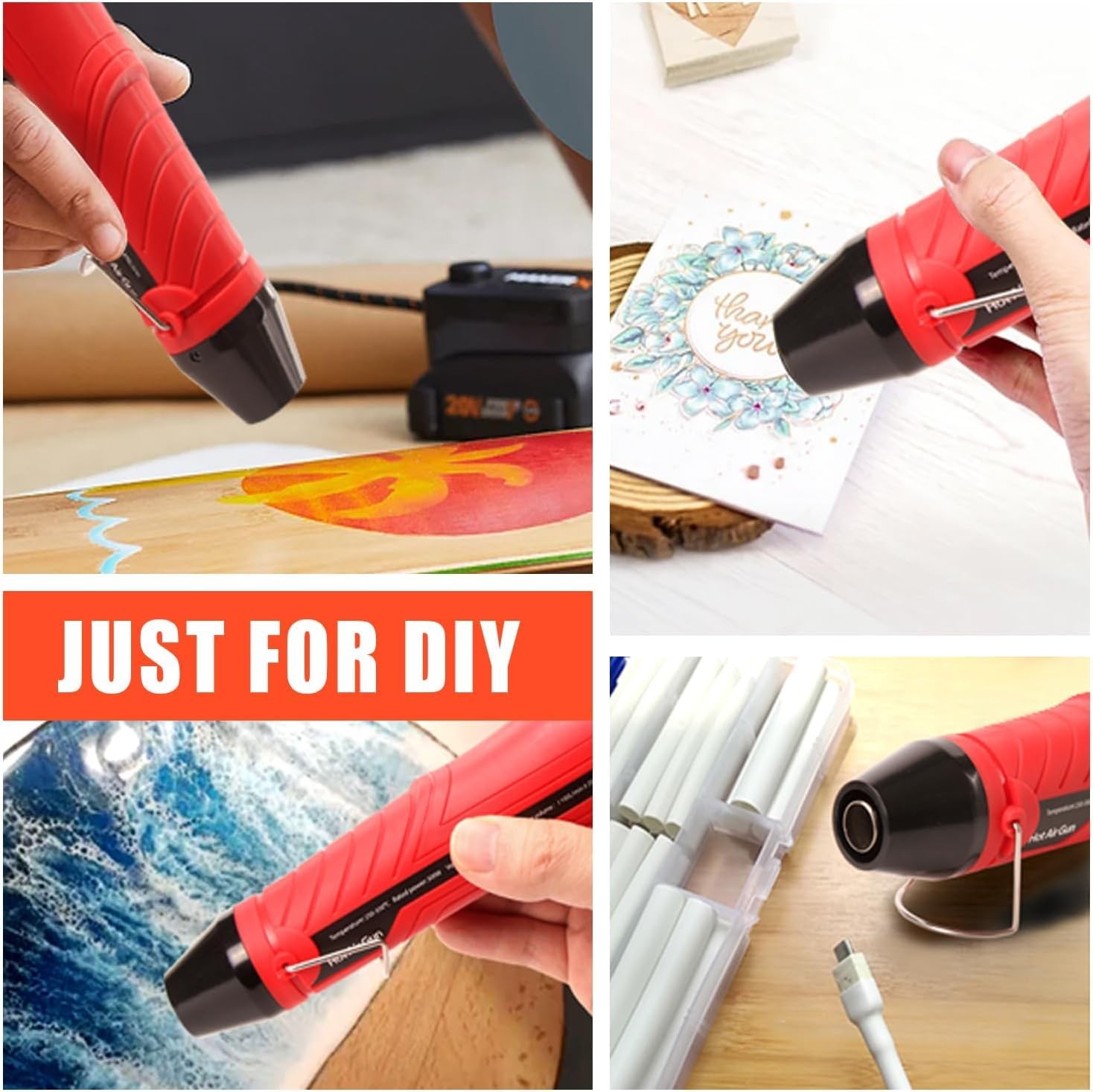 Heat Gun for Crafting, Mini Dual Temp Hot Air Gun Tool with Reflector Nozzle …