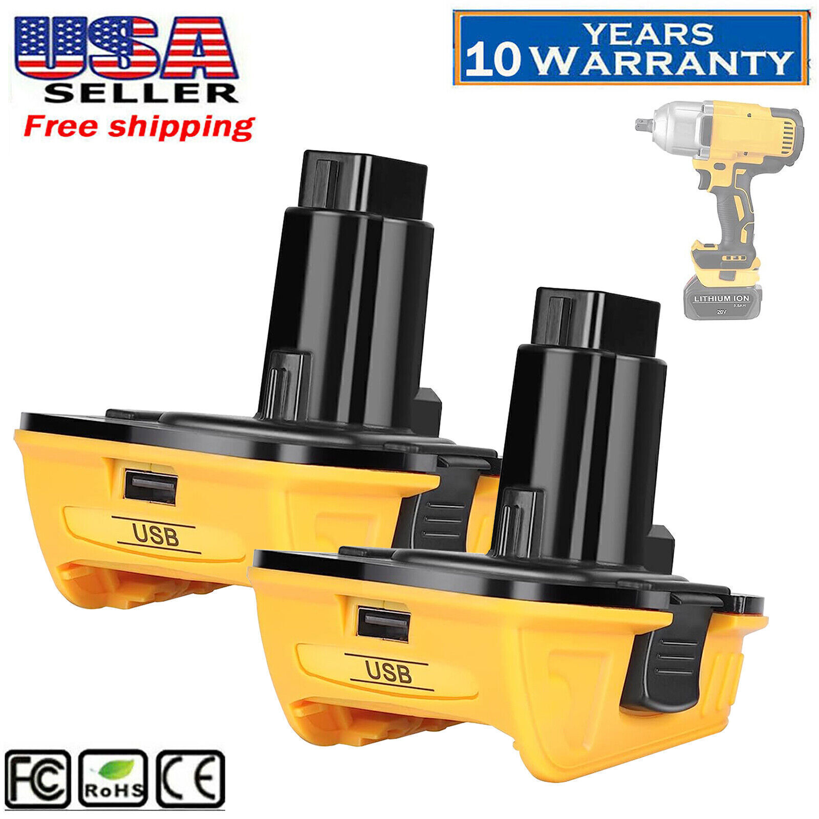 2Pack 18V To 20V MAX DCA1820 Adapter Converter For DEWALT 20 Volt Li-ion Battery