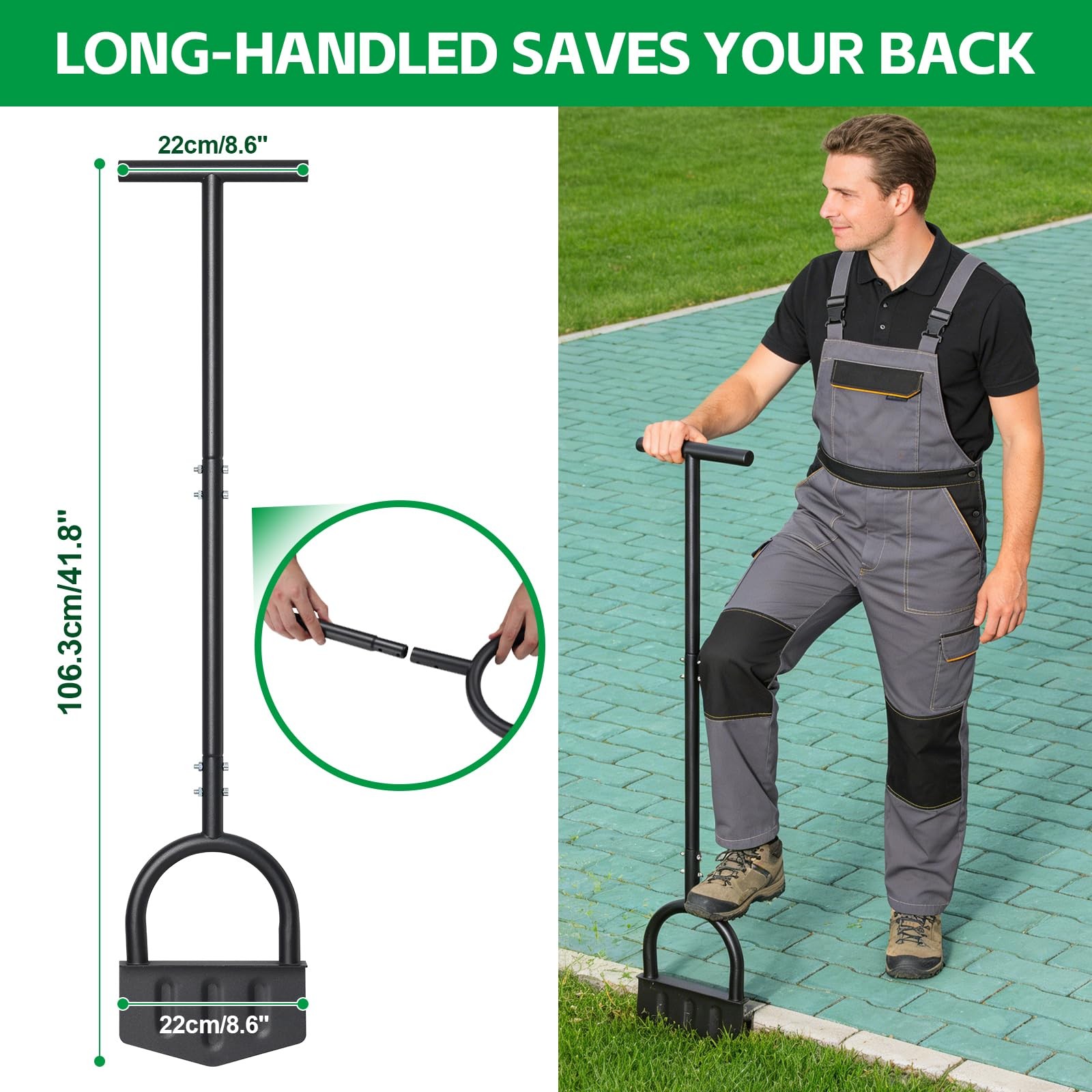 Edger Lawn Tool 41.8â€ Manual Lawn Edger with Ergonomic T-Grip & Wide Footpl…