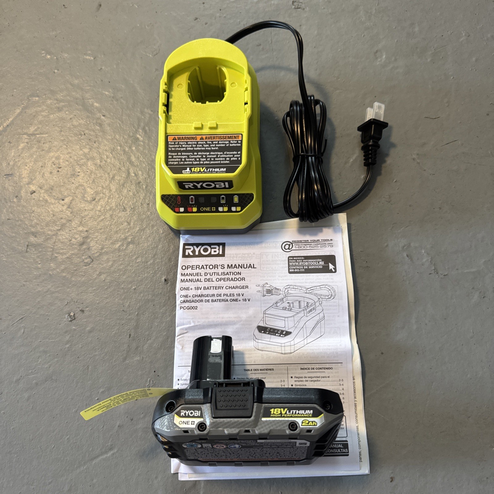 Ryobi ONE+ 18V 2Ah High Performance Lithium Battery PBP003 + PCG002 Charger Kit