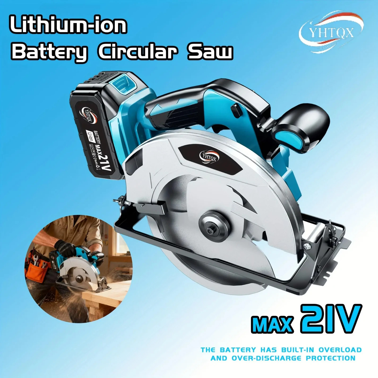 7in Cordless Circular Saw with Battery Charger Set for 21V Brushless Motor