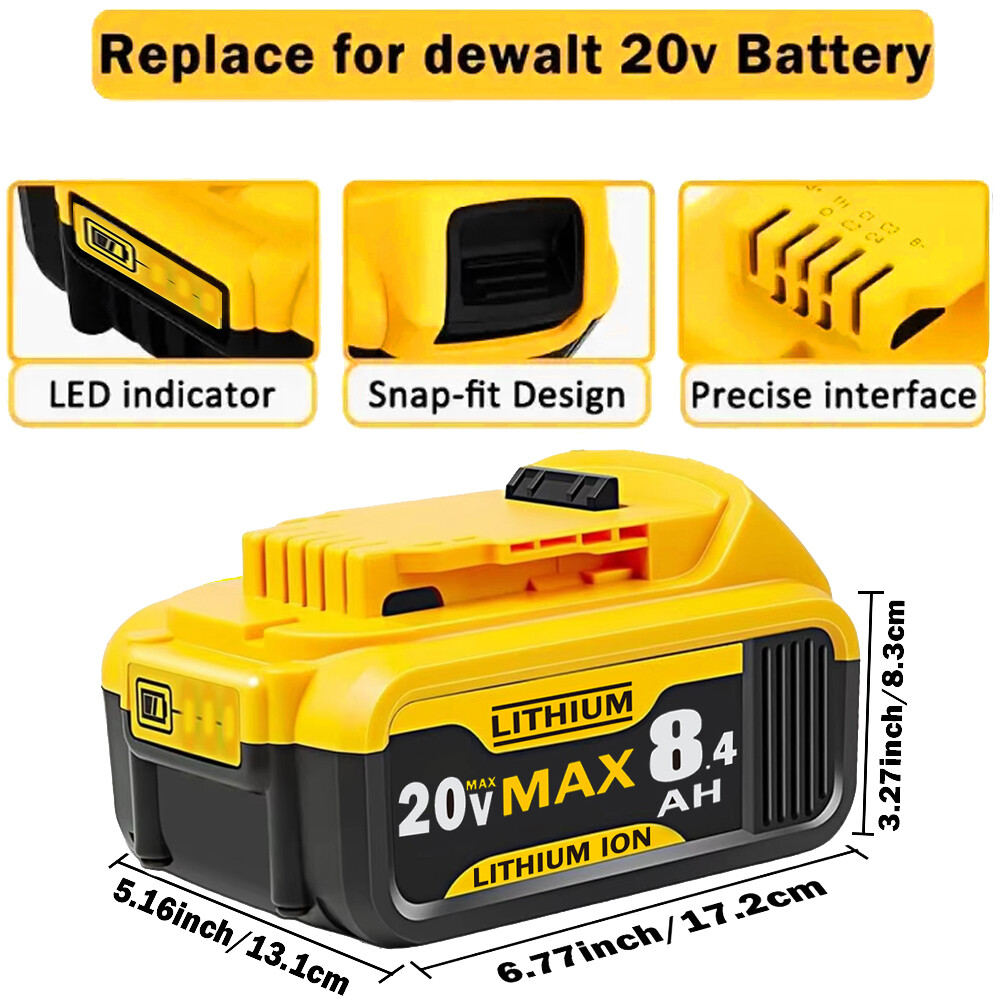 2Pack 8000mAh Lithium Battery For DeWalt 20 Volt Max 8.0AH DCB205 DCB206 DCB200