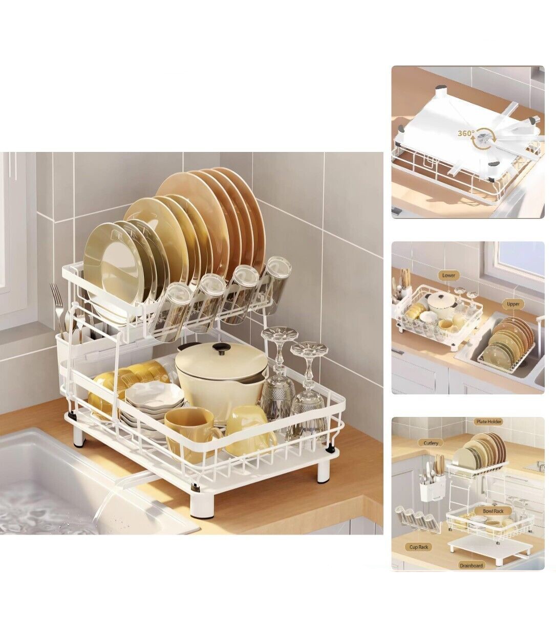 Dish Drying Rack Cup Drainer Stainless Steel Strainer Holder Kitchen organizer