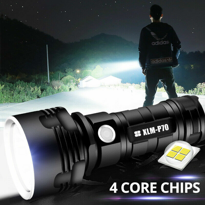 Super-bright Flashlight 4 CORES 70 Watt Tactical Torch +battery