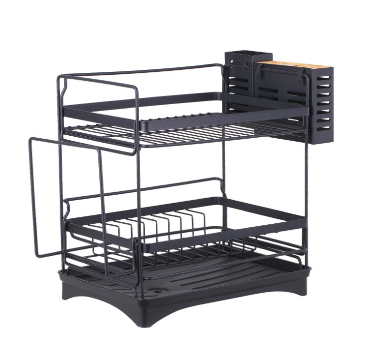 2 Tier Over Sink Dish Drying Rack Stainless Steel Kitchen Dish Drainer Organizer